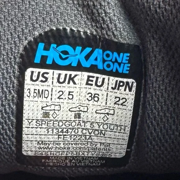 Hoka Speedgoat 5 Youth 3.5MD Orange and Black Tieless Shoes - Picture 7 of 10